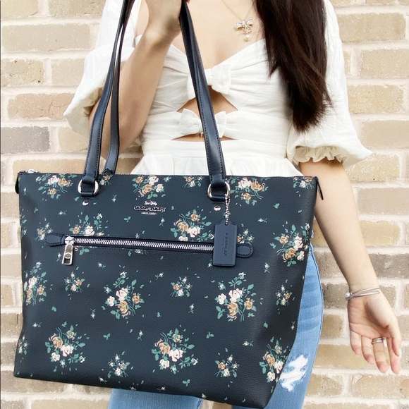 Coach 1 large tote blue floral - Picture 2 of 4